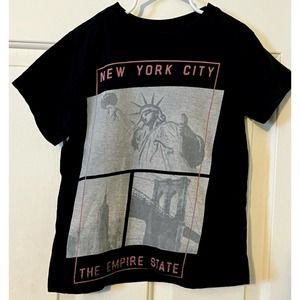 COPPER DENIM*Girls*5*Black New York T-Shirt*Vintage Look*Soft*EUC